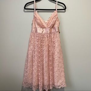 Pink lace spaghetti strap dress